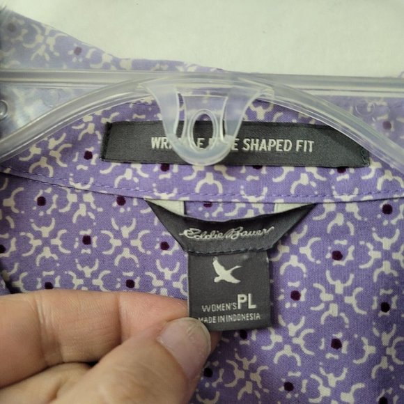 Eddie Bauer Shirt Womens PL Wrinkle‎ Free Shaped Fit Long Sleeve Button Up - Picture 3 of 11